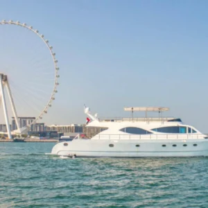 120 FT Lafet wedding yacht cruising in Dubai Marina