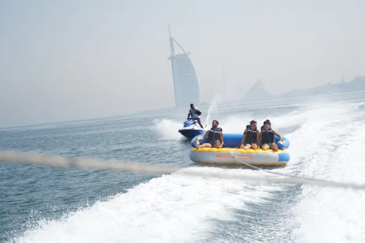Donut boat ride Abu Dhabi spinning sea adventure with friends