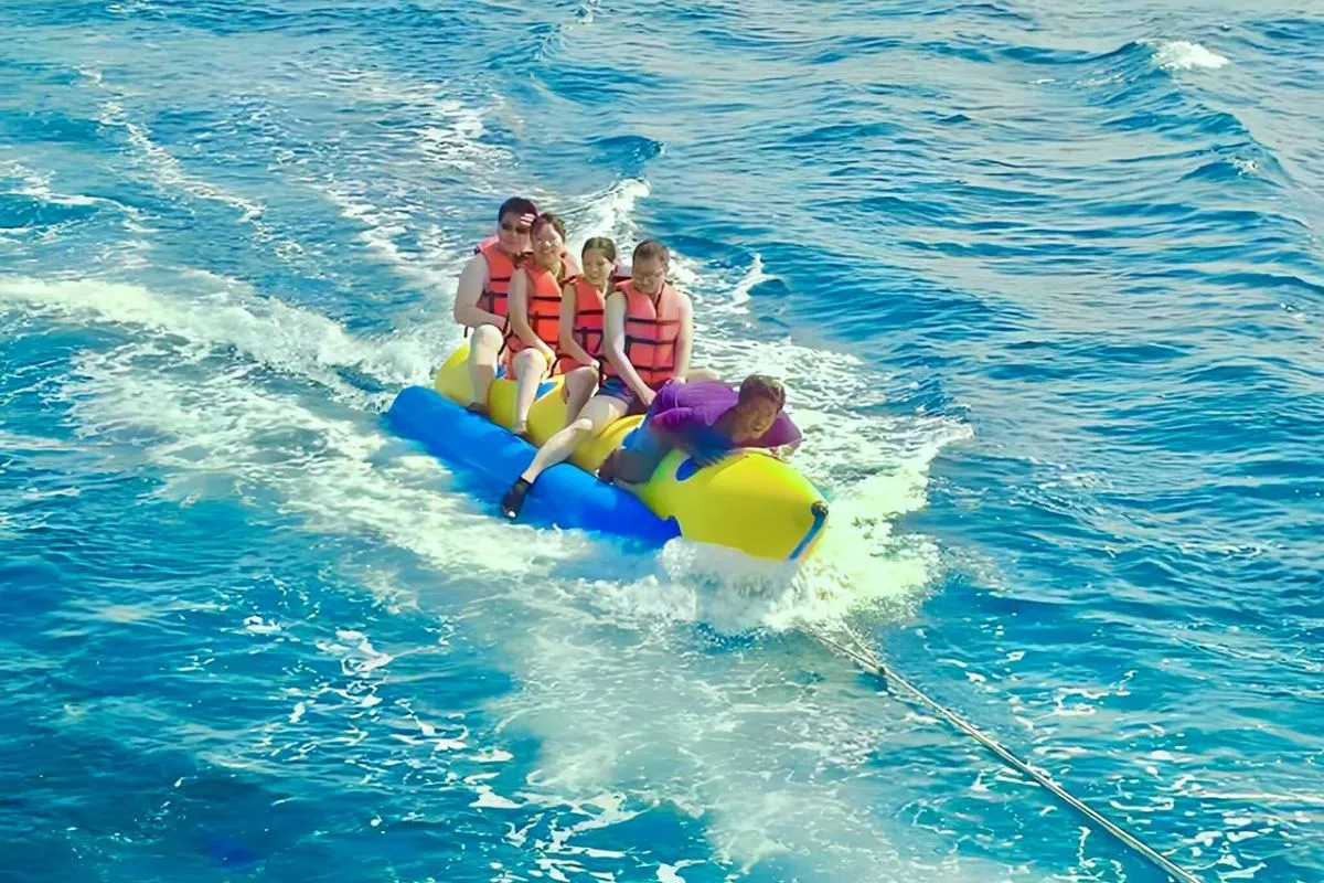 Water sports Abu Dhabi banana boat towing experience for families and friends