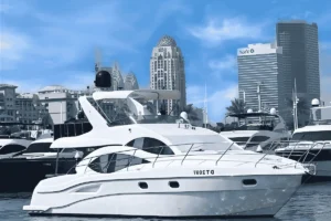 50 ft yacht in Dubai with onboard speakers and comfort seating