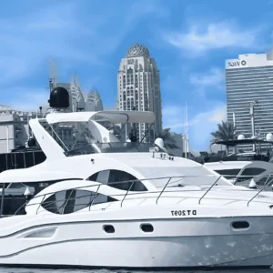 50 ft yacht in Dubai with onboard speakers and comfort seating