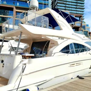 56 ft luxury Majesty yacht docked in Dubai Marina