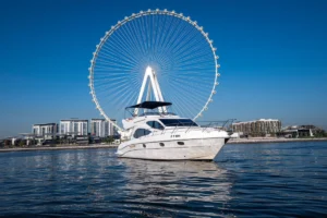 48 ft Majesty yacht cruising in Dubai Marina