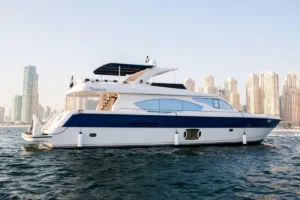 90 ft Bu Mubarak luxury yacht cruising in Dubai