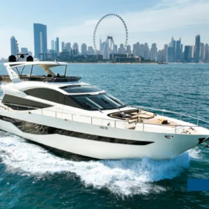 Modern Glass Design Galeon 780 Crystal VIP F1 Charter Abu Dhabi & Galeon 780 Crystal luxury yacht cruising in Dubai Marina
