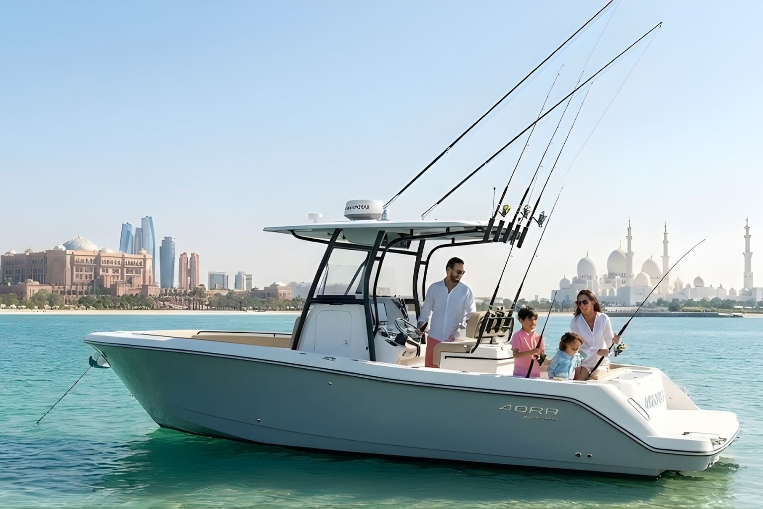 Inshore fishing Abu Dhabi near islands on a private fishing boat