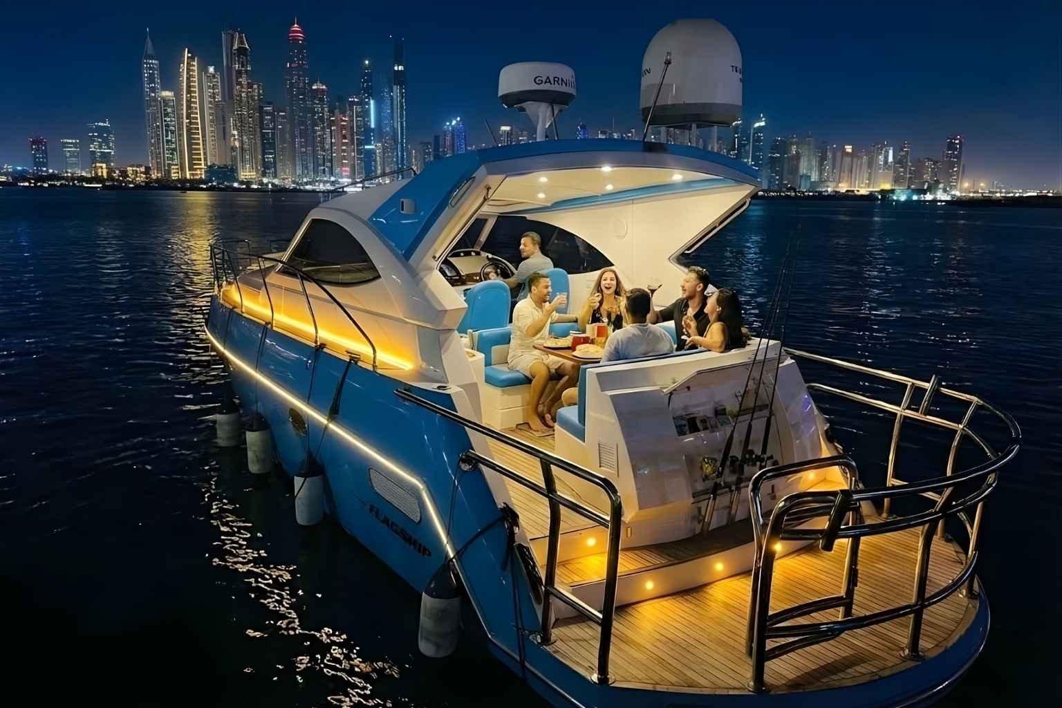 Night fishing trip Abu Dhabi on private fishing yacht