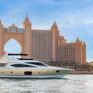 76 FT Astra luxury yacht cruising near Atlantis The Palm Dubai