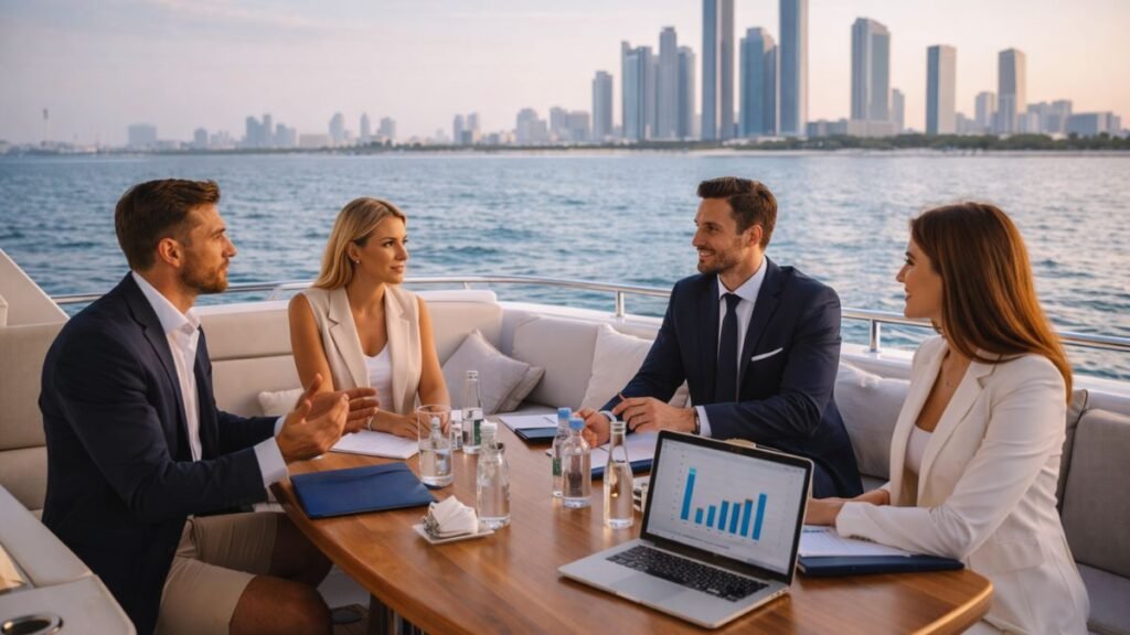 Luxury corporate yacht charter in Abu Dhabi for executive meetings and business events