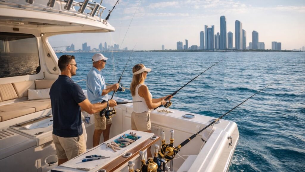 Fishing yacht charter Abu Dhabi with deep sea and coastal fishing experience