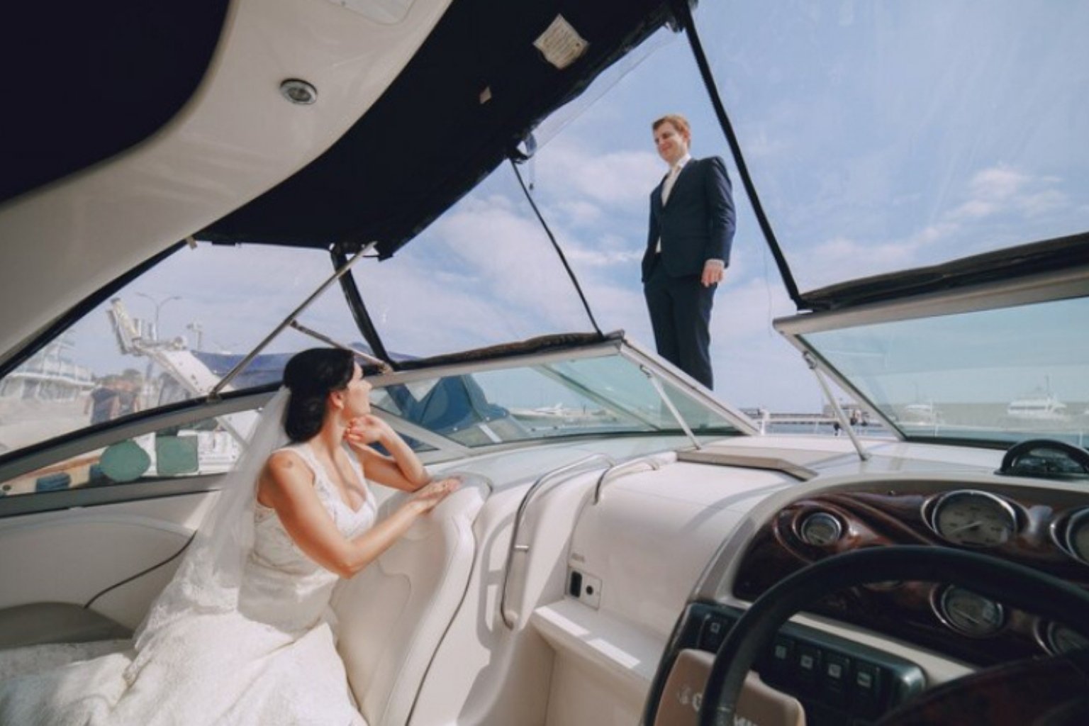 Elegant yacht wedding setup in Abu Dhabi with sea views