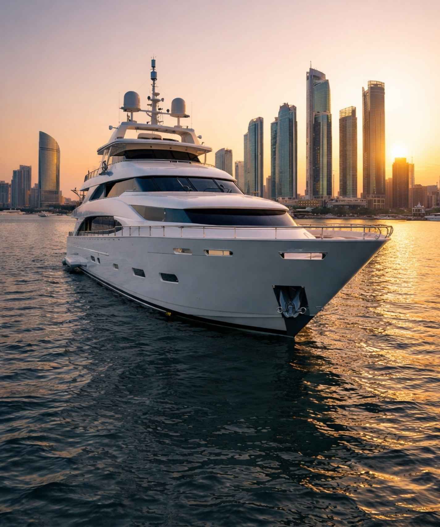 Luxury yacht rental Abu Dhabi private charter with skyline view