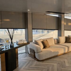 Spacious deck and panoramic glass design of the Luxury Houseboat Miss Kim