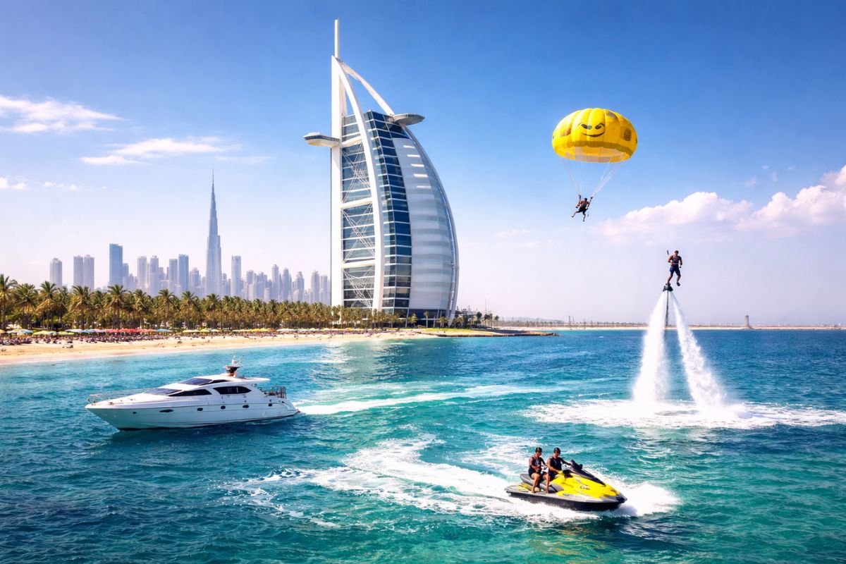 Burj Al Arab and Jumeirah water sports location in Dubai