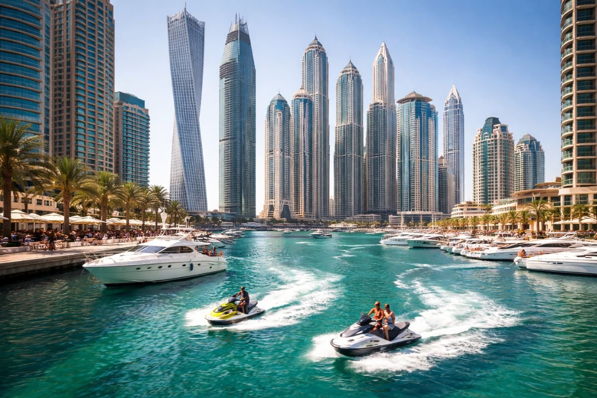 Dubai Marina location for water sports and yacht experiences