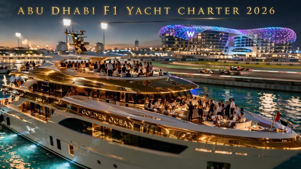 Golden Ocean Luxury F1 Yacht Charter Abu Dhabi 2026 Yas Marina VIP Hospitality